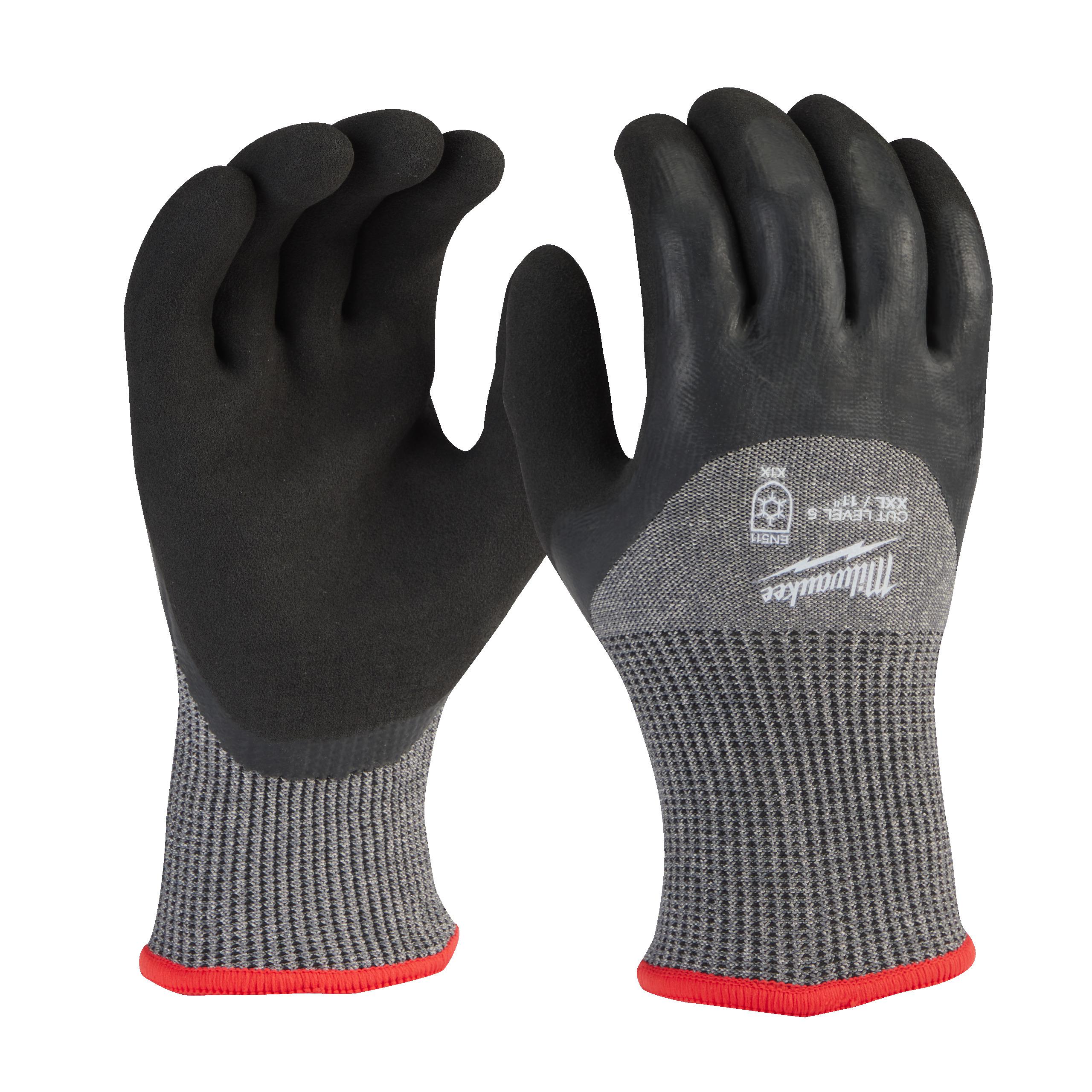 Milwaukee Winter Grey Acrylic Work Gloves, Size 9, Nitrile Coating