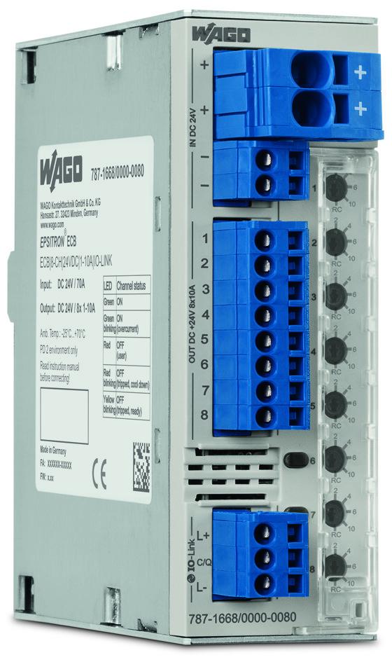 WAGO Electronic Circuit Breaker 10A 24V 787, 8 channels , DIN Rail