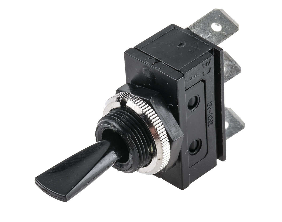 Arcolectric (Bulgin) Ltd Toggle Switch, Panel Mount, On-Off-On, SPDT, Tab Terminal