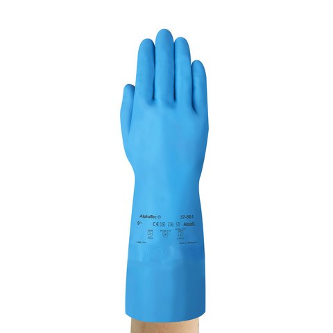 Ansell AlphaTec 37-501 Blue Nitrile Work Gloves, Size 8.5, Nitrile Coating