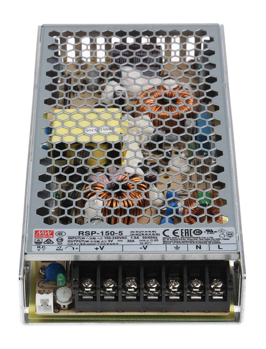 MEAN WELL Switching Power Supply, RSP-150-5, 5V dc, 30A, 150W, 1 Output, 120 → 370 V dc, 85 → 264 V ac