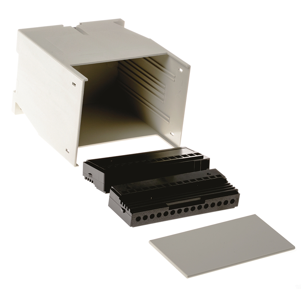 RS PRO Modular Enclosure Enclosure Type, 75 x 99.7 x 110mm, Polycarbonate DIN Rail Enclosure