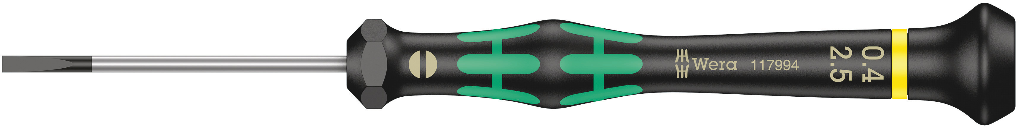 Wera Slotted Precision Screwdriver, 2.5 x 0.4 mm Tip, 50 mm Blade, 147 mm Overall