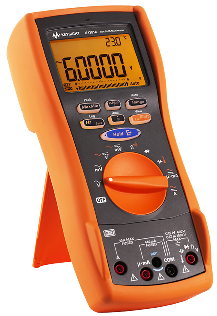 Keysight Technologies U1281A Handheld Digital Multimeter, True RMS, 10A ac Max, 10A dc Max, 1000V ac Max - RS Calibrated