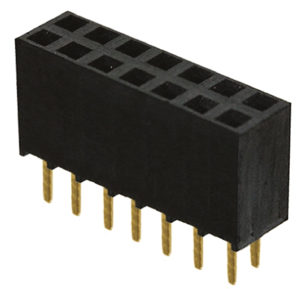 Samtec SSW Series Straight Through Hole Mount PCB Socket, 14-Contact, 2-Row, 2.54mm Pitch, Solder Termination
