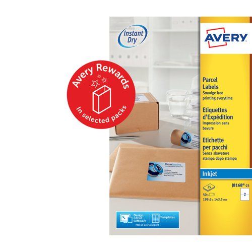Avery White Adhesive High Visibility Label Sheet, Pack of 25Sheets