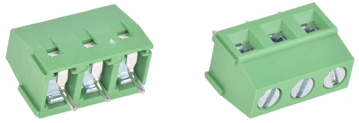 RS PRO PCB Terminal Block, 3-Contact, 5mm Pitch, Through Hole Mount, 1-Row, Screw Termination
