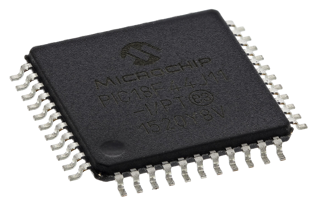 Microchip PIC18F44J11-I/PT, 8 bit PIC, PIC18F Microcontroller, 48 MHz, 16kB FLASH, 44-Pin TQFP