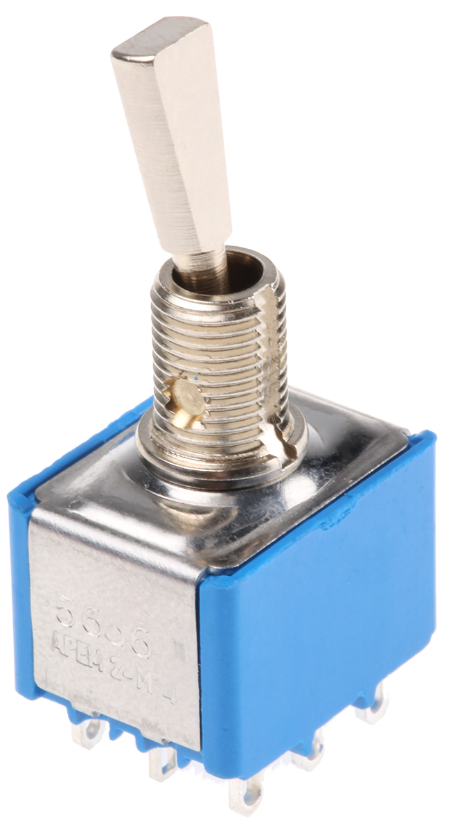 APEM Toggle Switch, Panel Mount, On-On, 3PDT, Solder Terminal