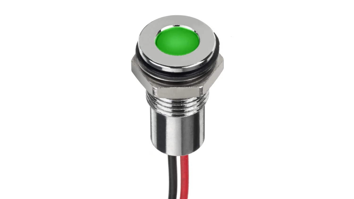 RS PRO Green Panel Mount Indicator, 24V dc, 8mm Mounting Hole Size, Lead Wires Termination, IP67