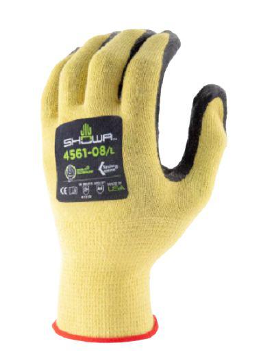Showa 4561 Yellow Elastane Cut Resistant Gloves, Size 10, Nitrile Foam Coating