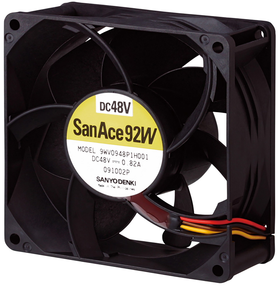 Sanyo Denki 9WV Series Axial Fan, 48 V dc, DC Operation, 302.4m³/h, 39.4W, 820mA Max, IP68, 92 x 92 x 38mm