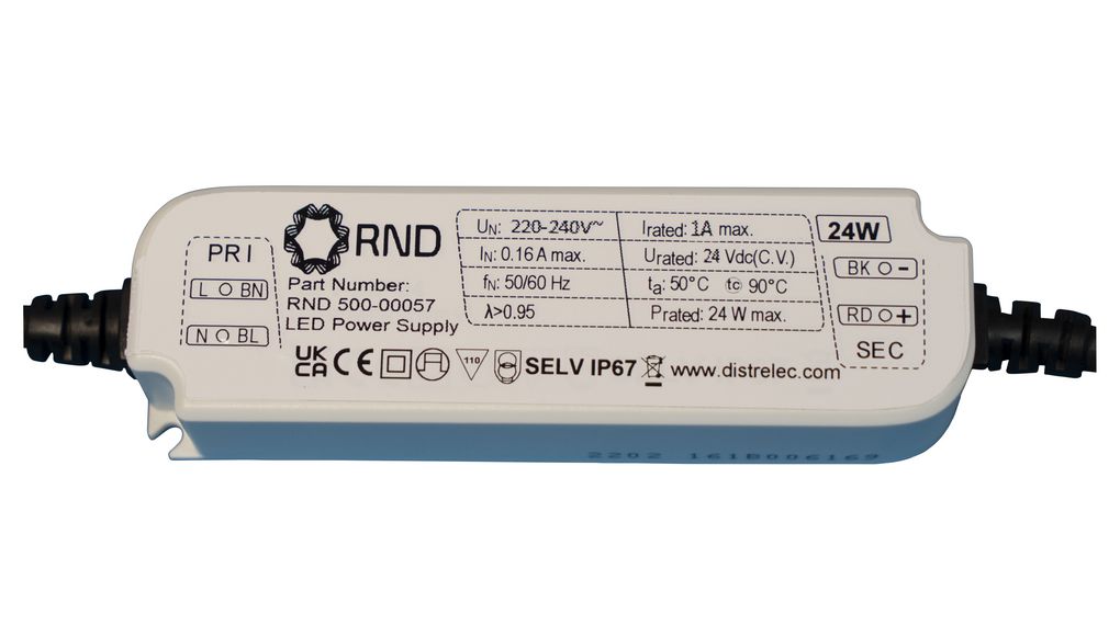 RND LED Driver, 12V Output, 24W Output, 2A Output, Constant Voltage