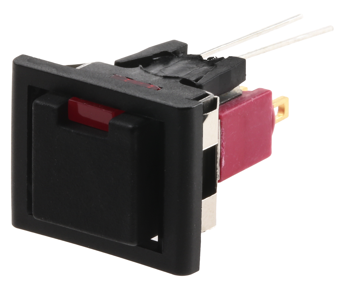 C & K Illuminated Push Button Switch, Momentary, Panel Mount, SPDT, Red LED