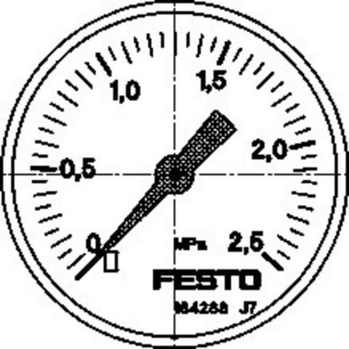 Festo G 1/4 Analogue Pressure Gauge 2.5bar Back Entry 50mm Outside Diameter