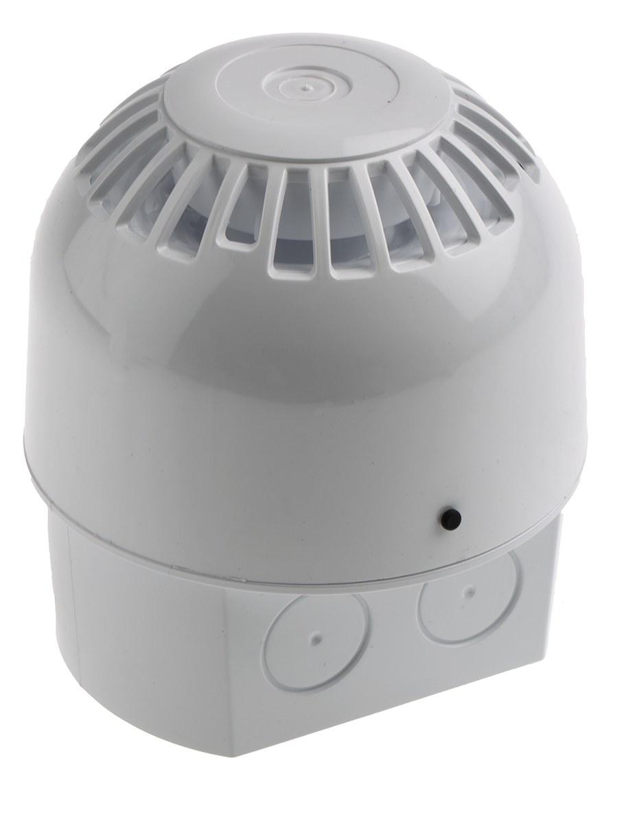 Klaxon Sonos White 32 Tone Electronic Sounder, 9 → 60 V dc, 106dB at 1 Metre, Surface Mount, IP65