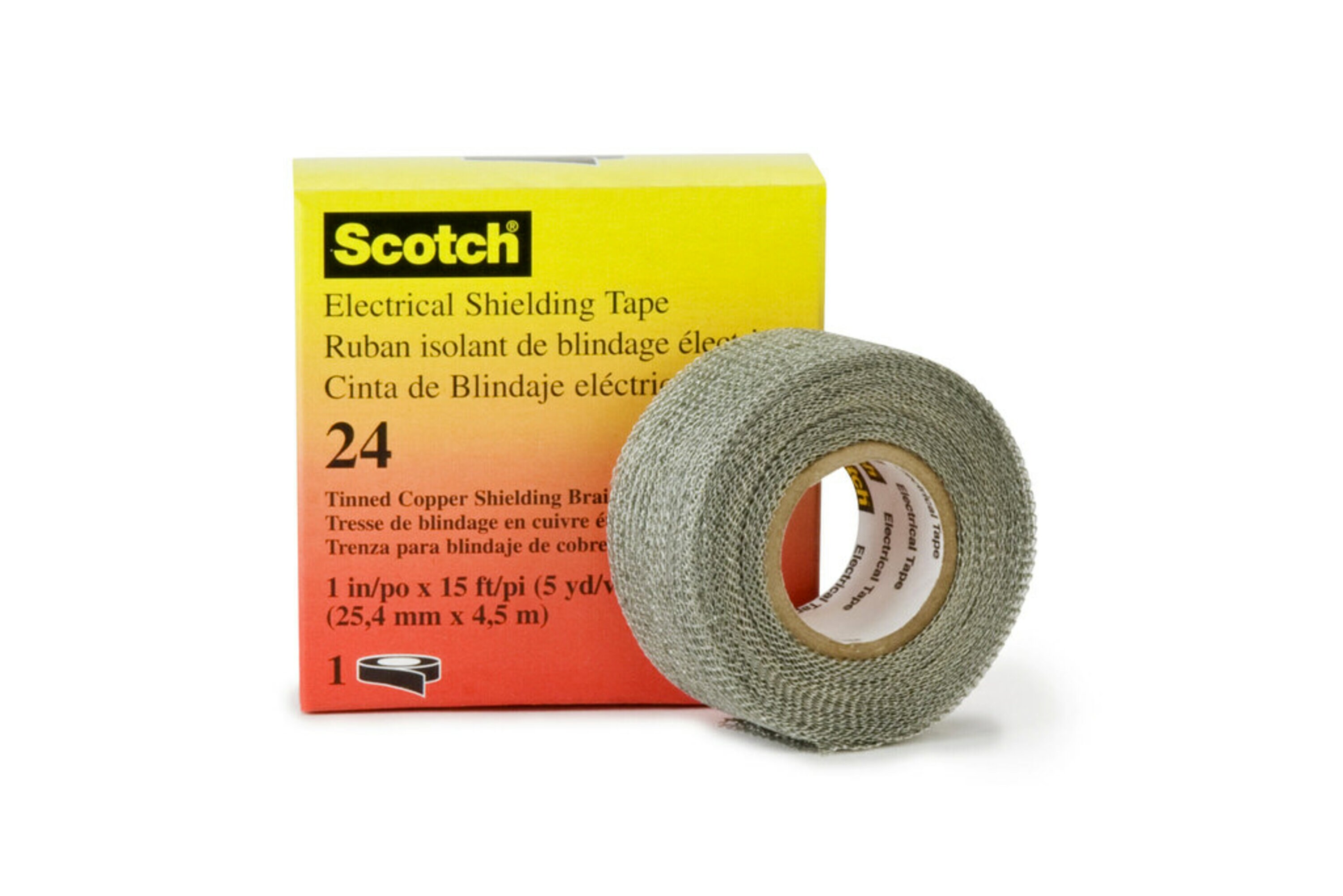 3M Electrical Shielding Tape Silver Tin Plated Copper Electrical Insulation Tape, 25.4mm x 4.6mm