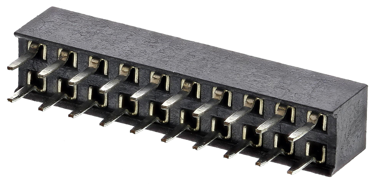 HARWIN Straight Through Hole Mount PCB Socket, 20-Contact, 2-Row, 2mm Pitch, Solder Termination