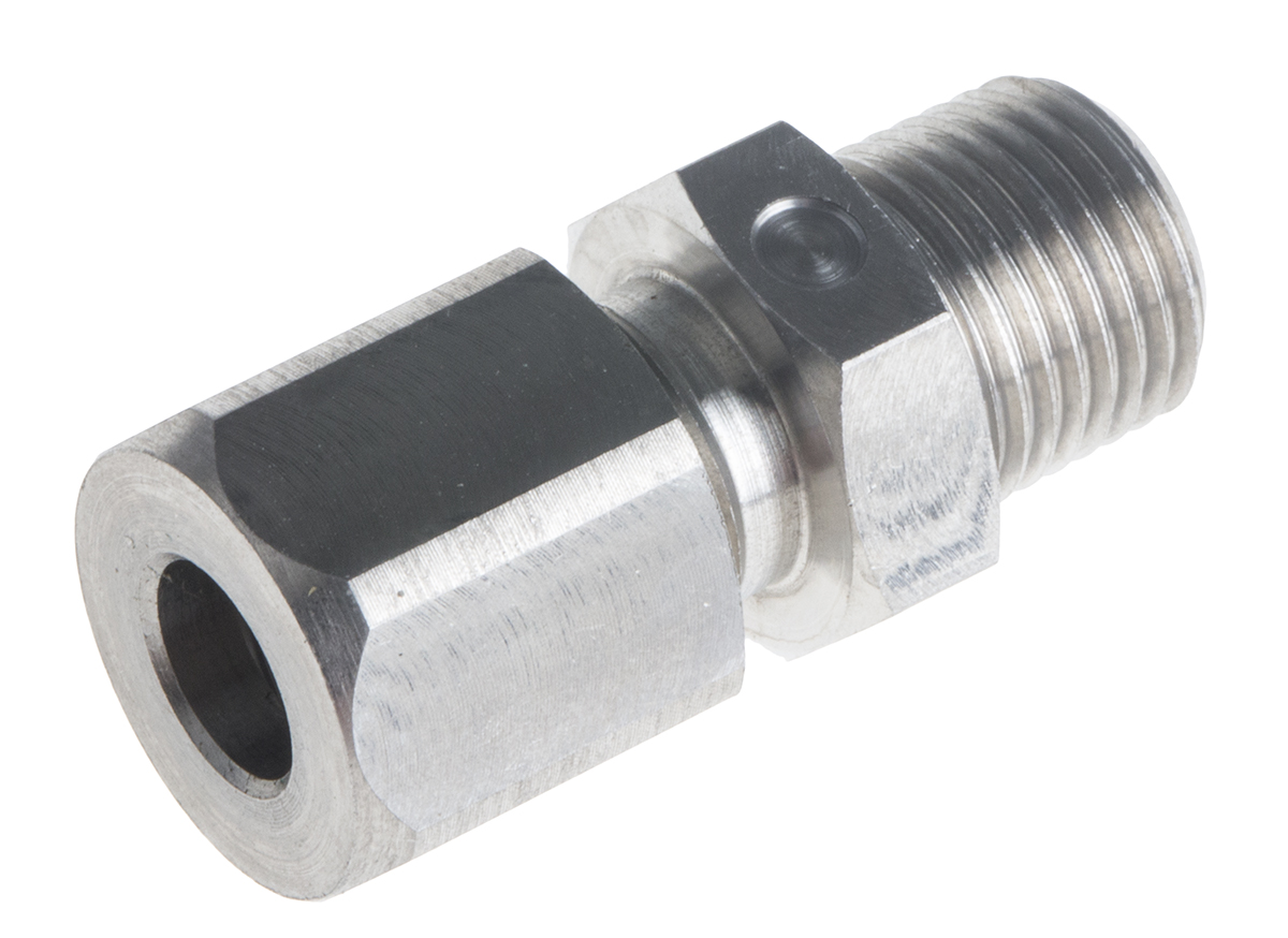 RS PRO 1/8 NPT Compression Fitting for Use with Thermocouple or PRT Probe, 6mm Probe, RoHS Compliant Standard