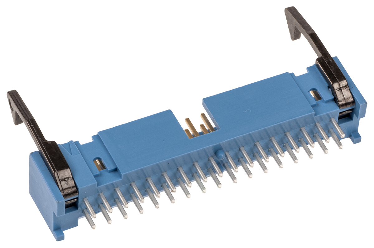 TE Connectivity AMP-LATCH Series Straight Through Hole PCB Header, 34 Contact(s), 2.54 mm Pitch, 2 Row, Shrouded