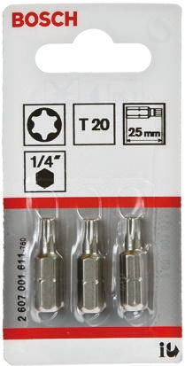 Bosch Torx Screwdriver Bit, T20 Tip, 25 mm Overall