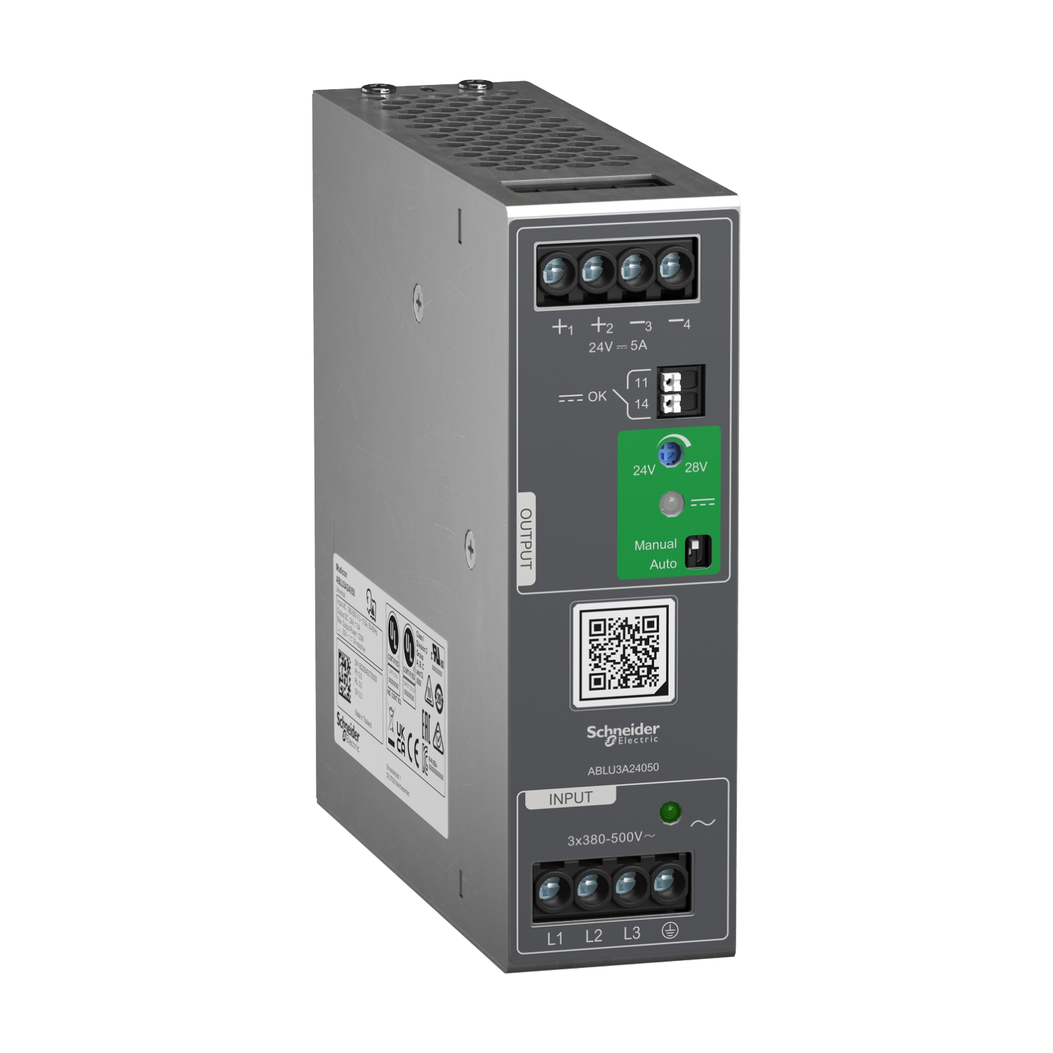 Schneider Electric Modicon Power Supply Switched Mode DIN Rail Power Supply, 500V ac ac Input, 24V dc dc Output, 5A