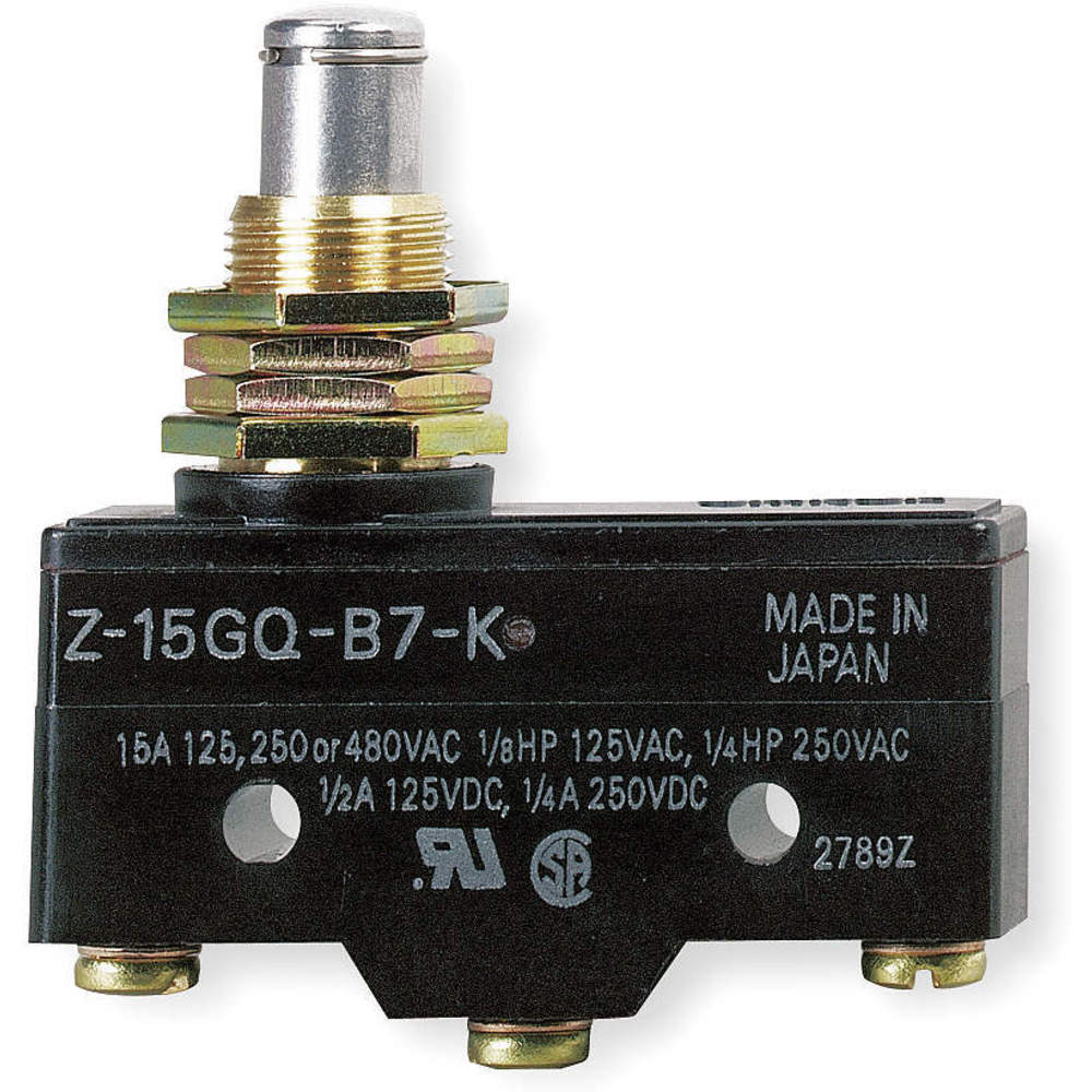 Omron Z Series Plunger Limit Switch, NO/NC, IP00, SPDT, Thermosetting Resin Housing, 500V ac Max, 15A Max