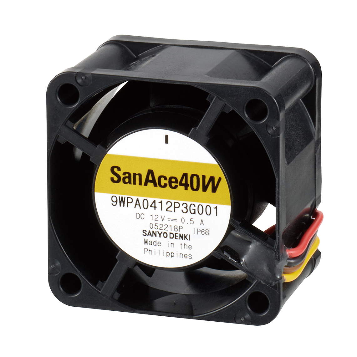 Sanyo Denki Axial Fan, 12 V dc, dc Operation, 0.52m³/min, 4.1W, 340mA Max, IP68, 40 x 40 x 28mm