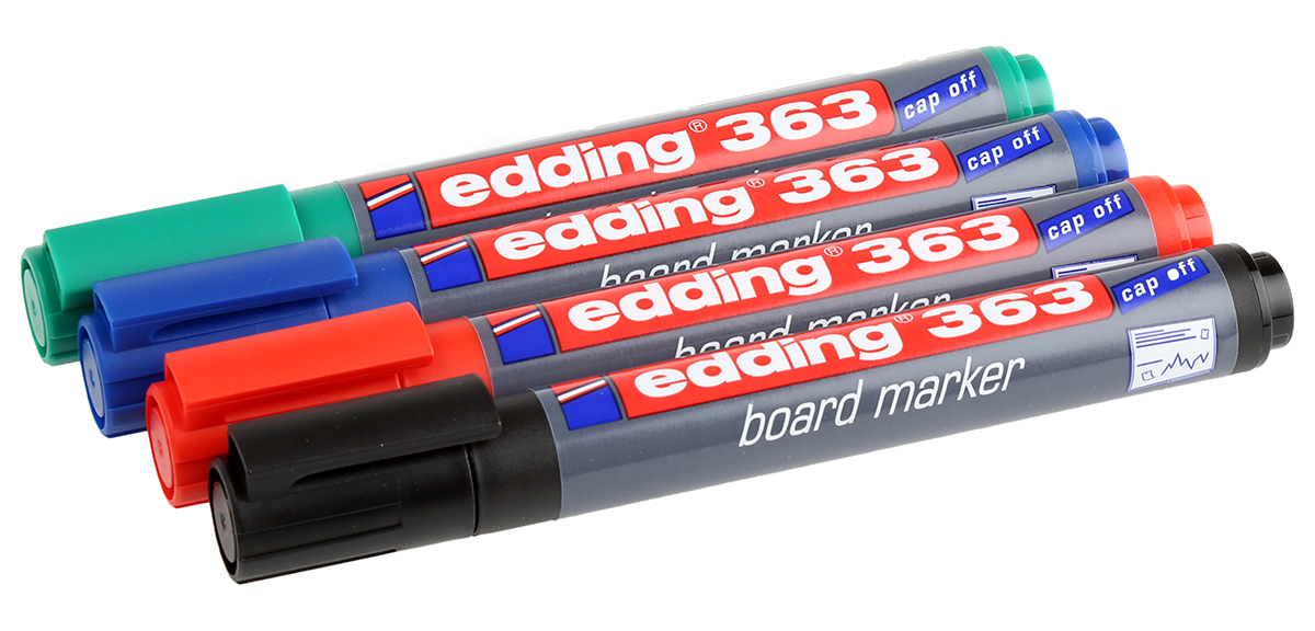 Edding White Board Pen, 4 Assorted, 1 → 5 mm Tip Size