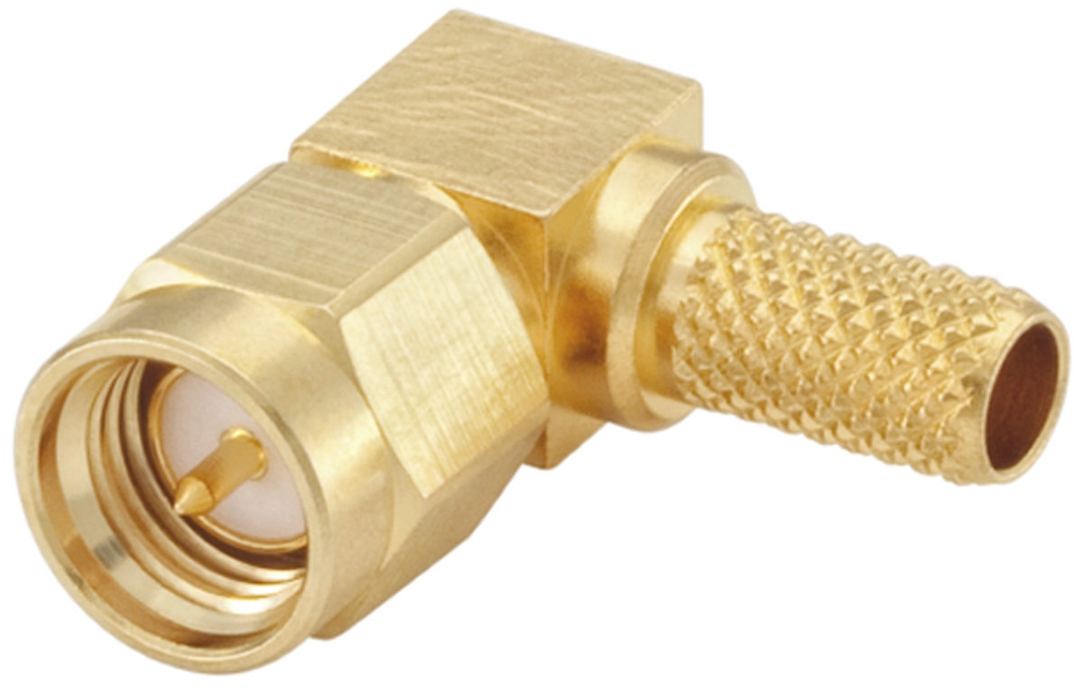 Rosenberger SMA Series, Plug Cable Mount SMA Connector, 50Ω, Crimp Termination, Right Angle Body