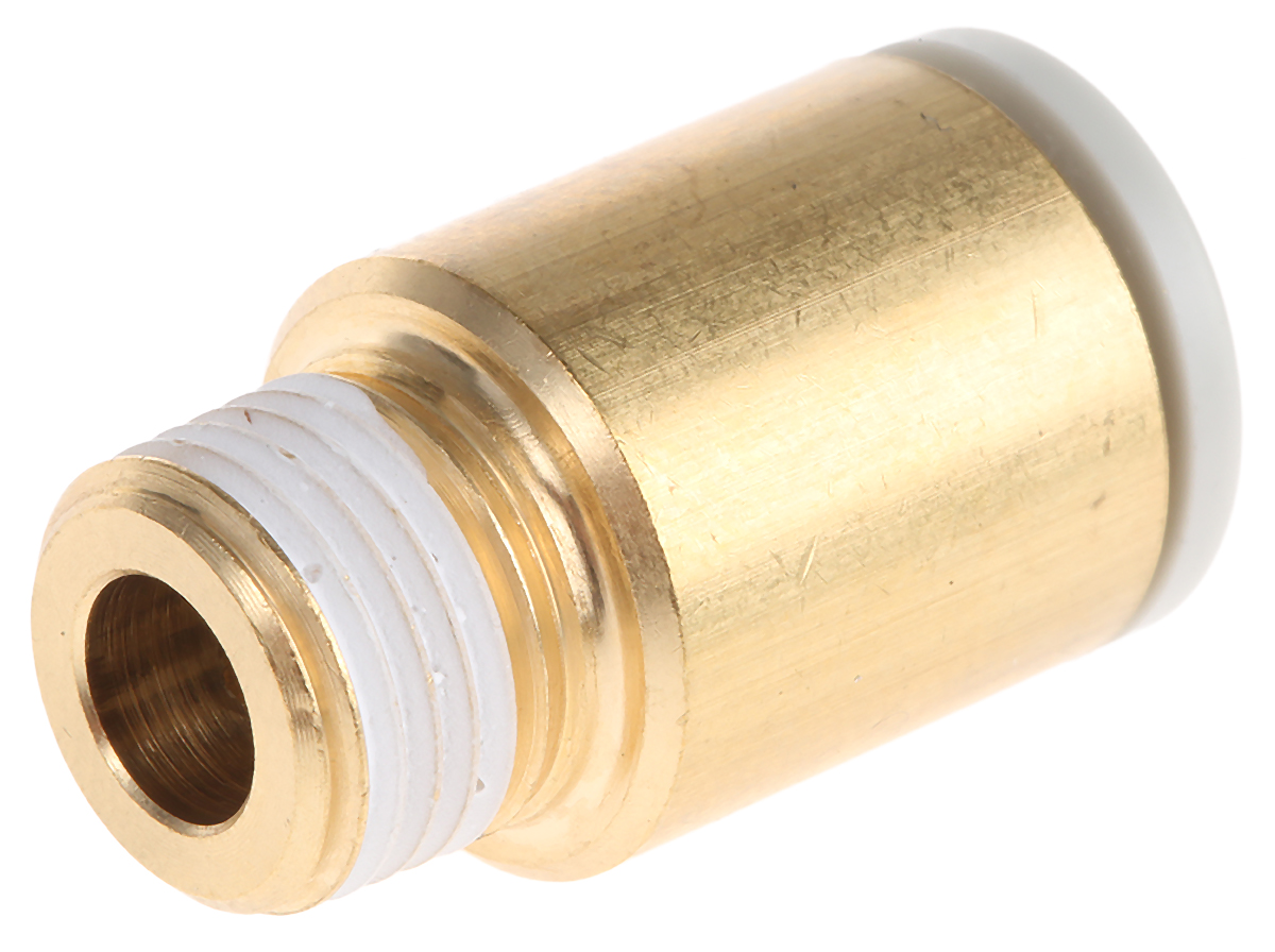 SMC KQ2 Series Straight Threaded Adaptor, R 1/8 Male to Push In 8 mm, Threaded-to-Tube Connection Style