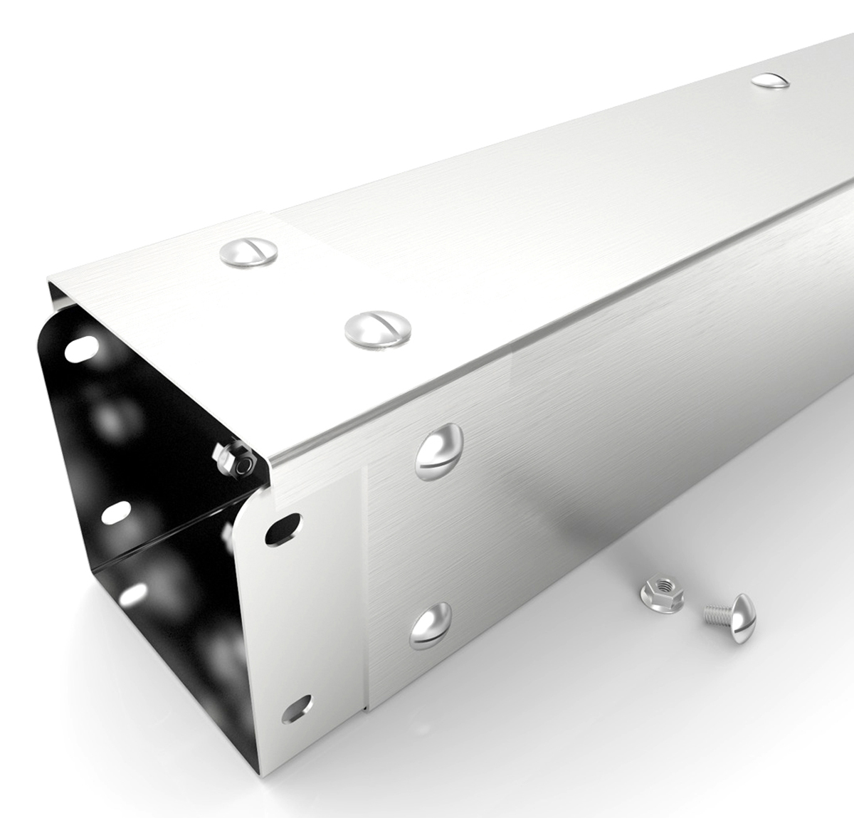RS PRO Grey Industrial Trunking - Closed Slot, W75 mm x D75mm, L3m, 304 Stainless Steel