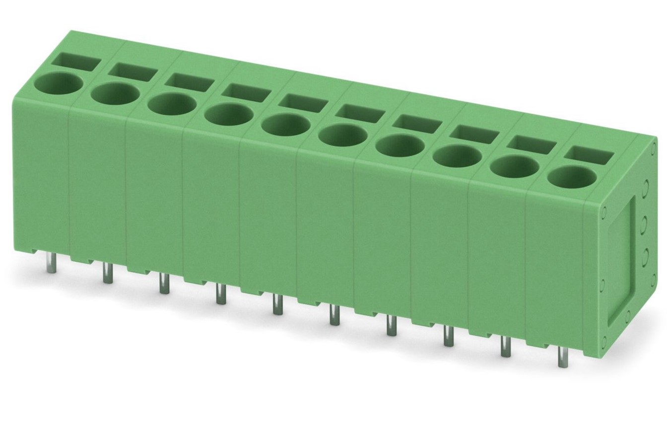 Phoenix Contact SPT 2.5/10-V-5.0 Series PCB Terminal Block, 10-Contact, 5mm Pitch, Through Hole Mount, 1-Row, Spring
