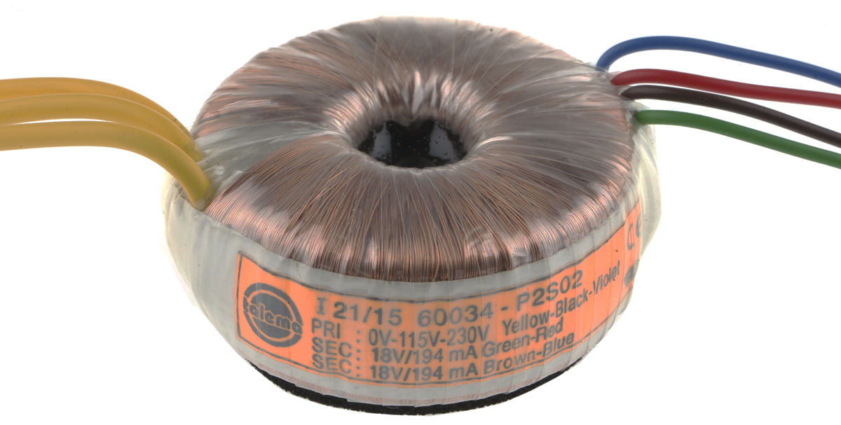 Nuvotem Talema 115 V ac, 230 V ac, 2 x 18V ac Toroidal Transformer, 7VA 2 Output
