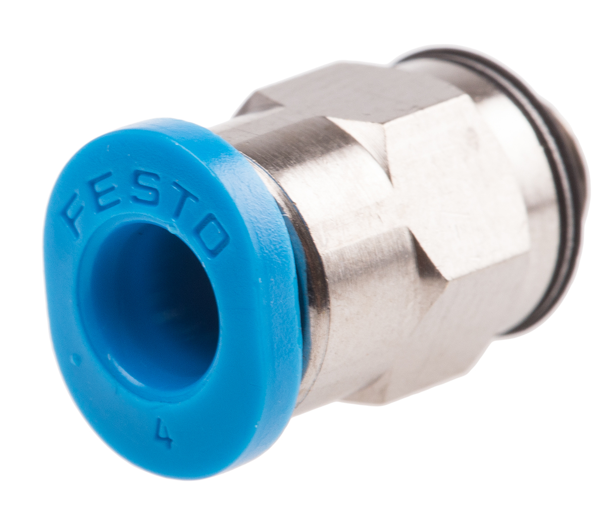 Festo QS Series Straight Threaded Adaptor, M5 Male to Push In 4 mm, Threaded-to-Tube Connection Style, 153304
