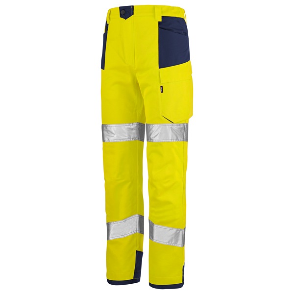 Cepovett Safety 1HVN3PI Navy, Yellow Hi Vis Trouser Hi-Vis 30.7 to 33.5 in 30.7/33.5 in Leg Length 80cm