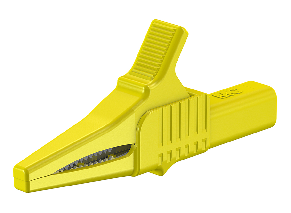 Staubli Crocodile Clip 4 mm Connection, Brass Contact, 32A, Yellow