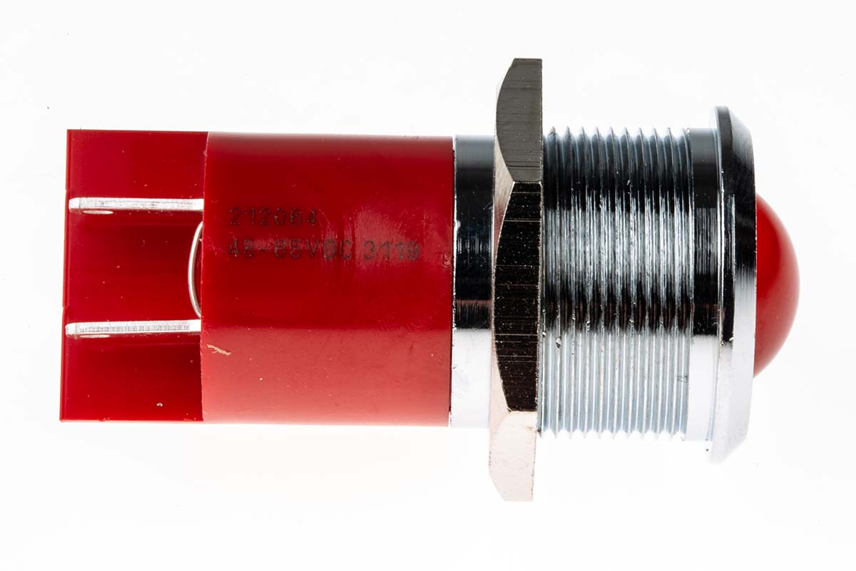 RS PRO Red Panel Mount Indicator, 48 → 65V dc, 22mm Mounting Hole Size