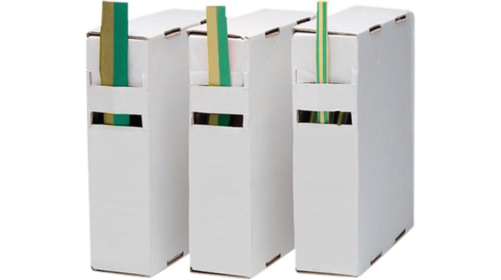 RND Heat Shrink Tube, Green/Yellow 6 → 3mm Sleeve Dia. x 10m Length 2:1 Ratio, RND 465 Series