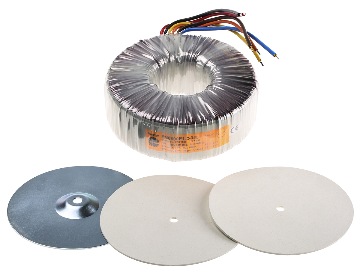 Nuvotem Talema 230V ac, 2 x 45V ac Toroidal Transformer, 800VA 2 Output