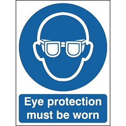 RS PRO Polypropylene Mandatory Eye Protection Sign With English Text
