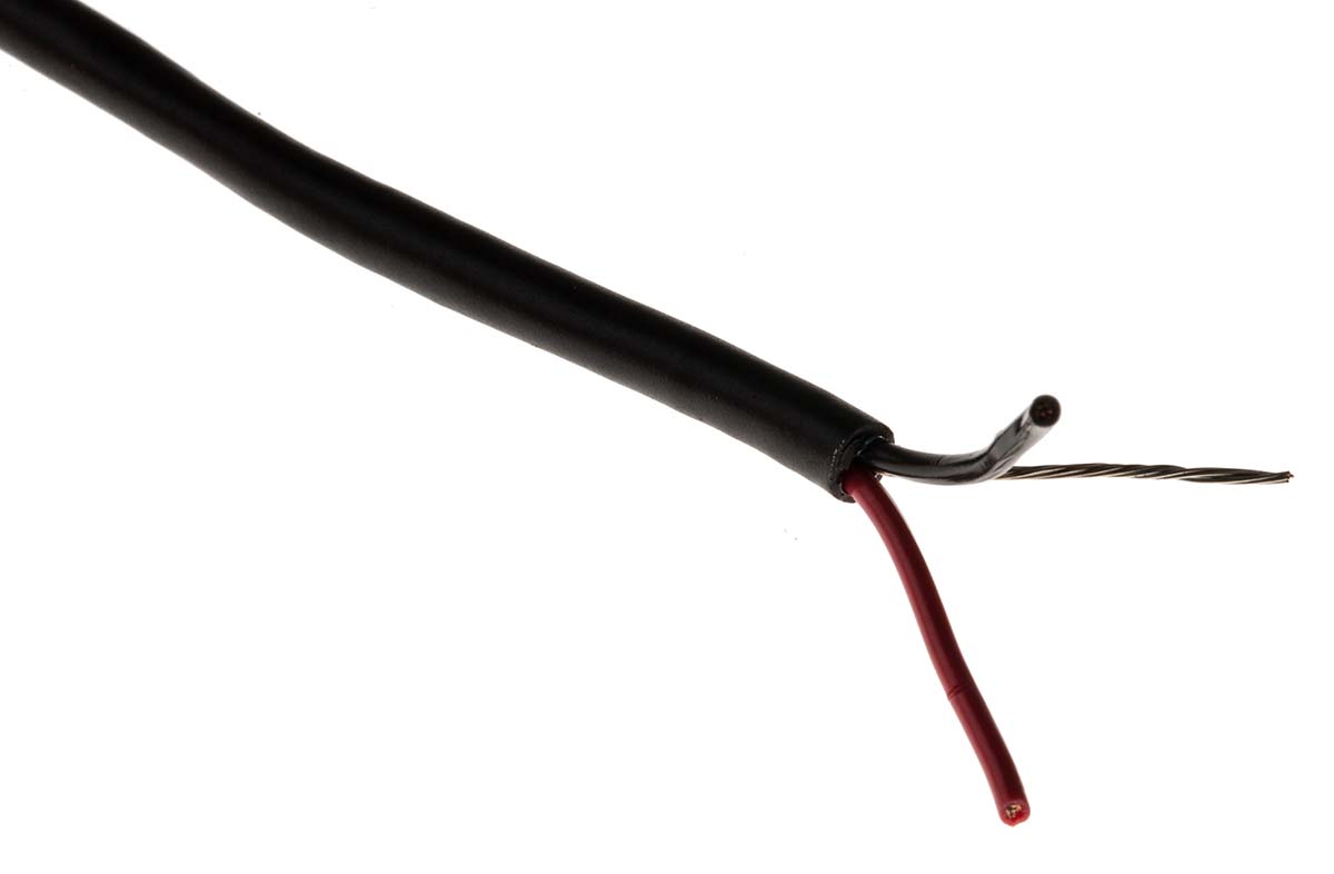 Belden1503A Series 2 Core Line level Low Voltage signal Cable, 0.33 mm² CSA Screened, 3.61mm od, 304m, Black