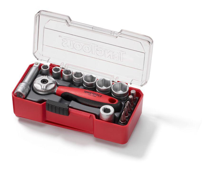 Teng Tools 15-Piece Metric 1/4 in Standard Socket/Bit Set with Ratchet
