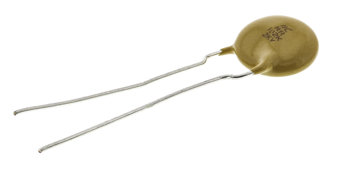 Vishay Single Layer Ceramic Capacitor (SLCC) 1nF 2kV dc ±10% Y5R Dielectric, F, Through Hole +125°C Max Op. Temp.