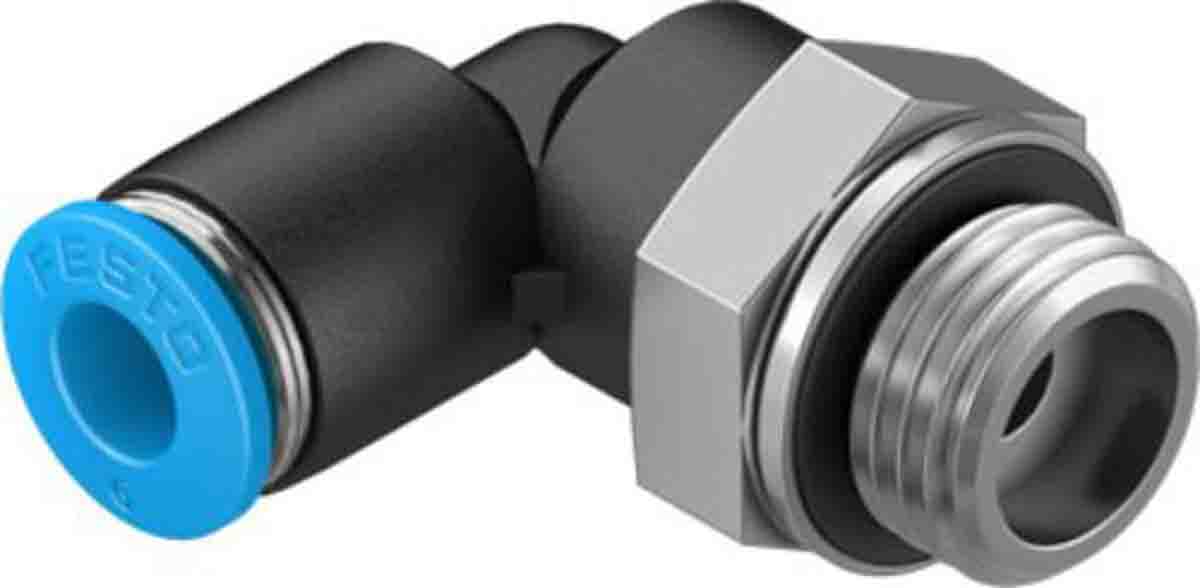 Festo Elbow Threaded Adaptor, G 1/4 Male to Push In 6 mm, Threaded-to-Tube Connection Style, 132051