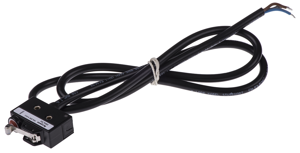 Saia-Burgess Short Roller Lever Micro Switch, Pre-wired Terminal, 10 A @ 250 V ac, SPDT, IP67