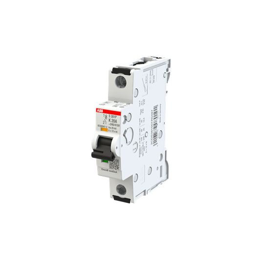 ABB S301 MCB, 1P, 20A Curve K, 415V AC, 125V DC, 100 kA Breaking Capacity