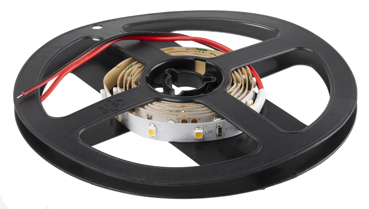 RS PRO 24V White LED Strip Light, 2700 → 3200K Colour Temp, 1m Length