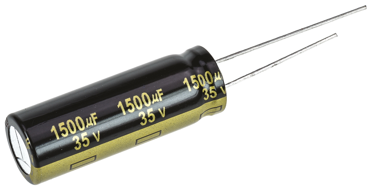 Panasonic 1500μF Aluminium Electrolytic Capacitor 35V dc, Radial, Through Hole - EEUFM1V152L