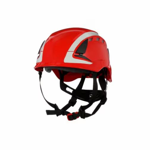 3M SecureFit Red Hard Hat with Chin Strap, AdjustableVentilated